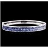 Image 1 : 6.15ctw Sapphire Bangle Bracelet - 14KT White Gold