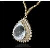 Image 3 : 14KT Yellow Gold GIA Certified 17.51ct Aquamarine and Diamond Necklace