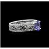 Image 2 : 1.04ct Tanzanite and Diamond Ring - 18KT White Gold