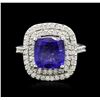 Image 1 : 14KT White Gold 3.67ct Tanzanite and Diamond Ring