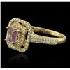 Image 2 : 14KT Yellow Gold 0.67ct Amethyst and Diamond Ring