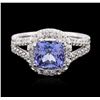 Image 1 : 14KT White Gold 1.99ct Tanzanite and Diamond Ring