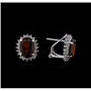 Image 2 : 14KT White Gold 4.30ctw Garnet and Diamond Earrings