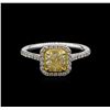 Image 1 : GIA Cert 1.37ctw Fancy Yellow Diamond Ring - 18KT White Gold