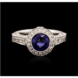 14KT White Gold 1.49ct Sapphire and Diamond Ring