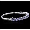 Image 2 : 14KT White Gold 6.88ctw Tanzanite and Diamond Bracelet