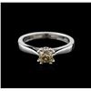 Image 1 : 14KT White Gold 0.78ct Cushion Cut Fancy Brown Diamond Solitaire Ring
