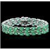 Image 1 : 14KT White Gold 28.09ctw Emerald and Diamond Bracelet