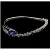 Image 1 : 2.27ct Tanzanite and Diamond Bangle Bracelet - 14KT White Gold