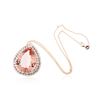 Image 1 : 14KT Rose Gold GIA Certified 58.12ct Morganite and Diamond Pendant With Chain