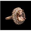 Image 2 : 10.55ct Morganite and Diamond Ring - 14KT Rose Gold