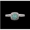 Image 1 : 0.75ct Paraiba Tourmaline and Diamond Ring - 14KT White Gold