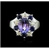 Image 1 : 14KT White Gold 2.48ct Tanzanite, Sapphire and Diamond Ring