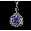Image 1 : 14KT White Gold 5.64ct Tanzanite and Diamond Pendant With Chain