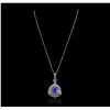 Image 2 : 14KT White Gold 5.64ct Tanzanite and Diamond Pendant With Chain