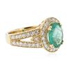 Image 2 : 14KT Yellow Gold 1.98ct Emerald and Diamond Ring