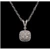 Image 1 : 0.63ctw Diamond Pendant With Chain - 14KT White Gold