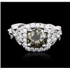 Image 1 : 14KT White Gold 3.12ctw Brown Diamond Ring