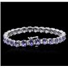 Image 2 : 14KT White Gold 11.89ctw Tanzanite and Diamond Bracelet