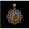 Image 1 : 5.56ct Citrine and Diamond Pendant - 14KT White Gold