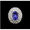 Image 1 : 14KT White Gold 4.46ct Tanzanite and Diamond Ring