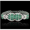 Image 1 : 14KT White Gold 22.00ctw Emerald and Diamond Bracelet