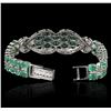 Image 3 : 14KT White Gold 22.00ctw Emerald and Diamond Bracelet