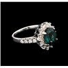 Image 2 : 2.69ct Green Tourmaline and Diamond Ring - 14KT White Gold