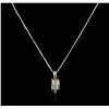 Image 2 : 14KT White Gold 0.77ctw Diamond Pendant With Chain