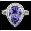 Image 1 : 14KT White Gold 4.13ct Tanzanite and Diamond Ring