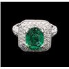Image 1 : 2.39ct Emerald and Diamond Ring - 14KT White Gold