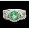 Image 1 : 14KT White Gold 1.43ct Emerald and Diamond Wedding Ring Set
