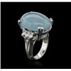 Image 3 : 14KT White Gold 7.60ct Aquamarine and Diamond Ring