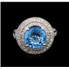 Image 1 : 8.37ct Blue Tourmaline and Diamond Ring - 14KT White Gold