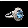Image 2 : 8.37ct Blue Tourmaline and Diamond Ring - 14KT White Gold