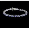 Image 1 : 14KT White Gold 9.14ctw Tanzanite and Diamond Bracelet