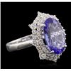 Image 2 : 14KT White Gold 5.20ct Tanzanite and Diamond Ring