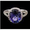 Image 1 : 4.64ct Tanzanite and Diamond Ring - 14KT White Gold