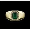 Image 1 : 1.56ct Emerald and Diamond Ring - 14KT Yellow Gold