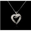 Image 2 : 14KT White Gold 0.50ctw Diamond Heart Pendant With Chain