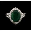 Image 1 : 3.30ct Emerald and Diamond Ring - 18KT White Gold