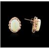 Image 2 : 14KT Rose Gold 7.00ctw Opal and Diamond Earrings