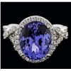 Image 1 : 14KT White Gold 5.12ct Tanzanite and Diamond Ring