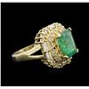 Image 2 : 2.90ct Emerald and Diamond Ring - 14KT Yellow Gold