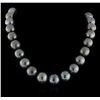 Image 1 : Cultured Pearl and Diamond Necklace - 14KT White Gold