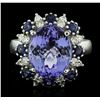Image 1 : 14KT White Gold 6.56ct Tanzanite, Sapphire and Diamond Ring