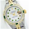 Image 1 : Rolex Two-Tone Diamond and Emerald DateJust Ladies Watch