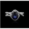 Image 1 : 18KT White Gold 2.08ct Sapphire and Diamond Ring