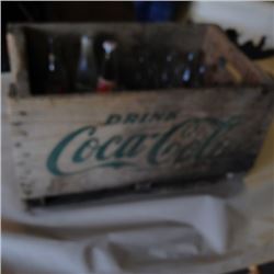 Wooden Coca Cola Crate w/ Bottles