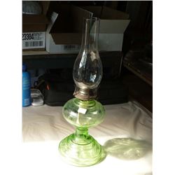 Depression Green Glass Oil Lamp